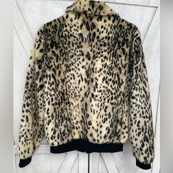 Urban Outfitters Cheetah Animal Print Bomber Jacket Size Small Hipster Mob Wife - Picture 10 of 11